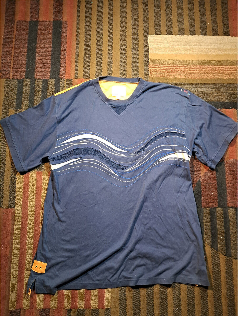 COOGI Navy Wave Graphic Short Sleeve T-Shirt Size 5XL